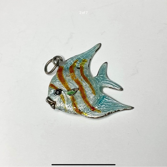 Vintage Silver Enamel Angel Fish Pendant - Picture 2 of 7